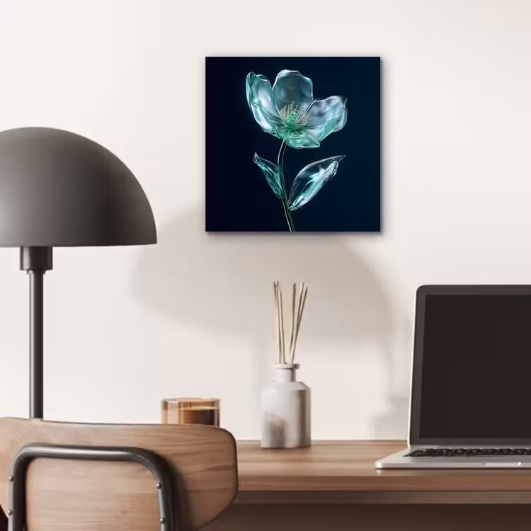 Bladeren - Bloem - Glazen - Donkerblauw aluminium wit klein -sfeer5