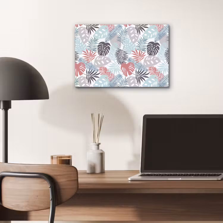 Bladeren - Jungle - Pastel - Tropisch aluminium wit klein -sfeer5
