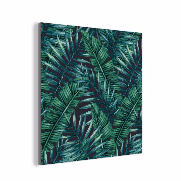 Bladeren - Inductie beschermer - Jungle - Tropical aluminium wit klein -3d