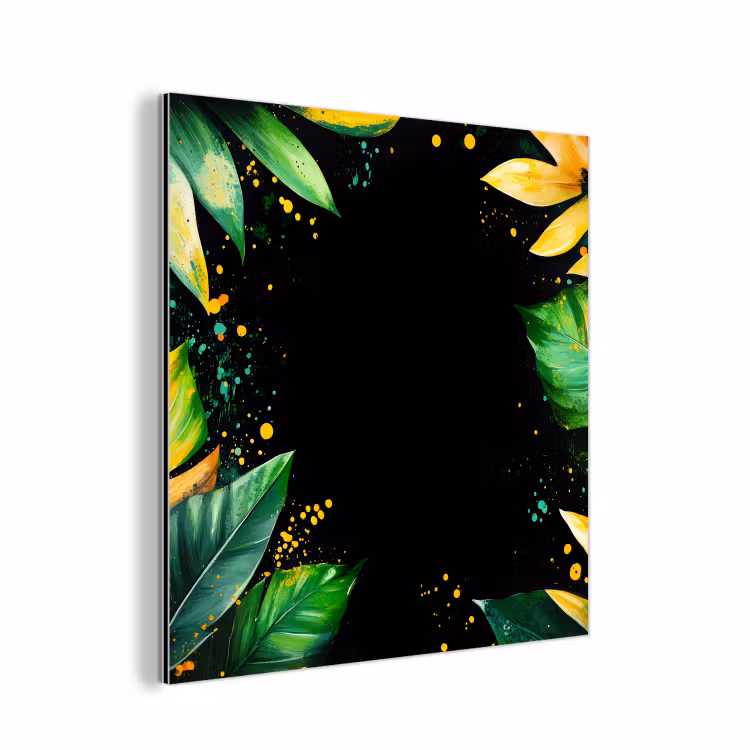 Bladeren - Groen - Geel - Verf - Jungle aluminium wit klein -3d