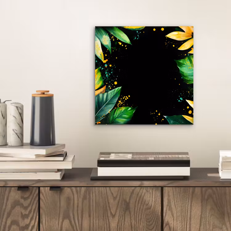 Bladeren - Groen - Geel - Verf - Jungle aluminium wit klein -sfeer1