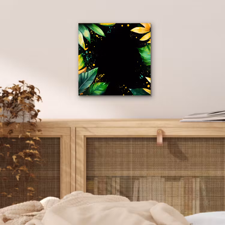 Bladeren - Groen - Geel - Verf - Jungle aluminium wit klein -sfeer3
