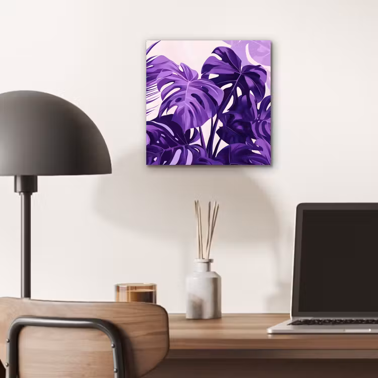 Bladeren - Paars - Tropisch - Abstract aluminium wit klein -sfeer5