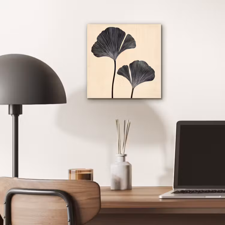 Bladeren - Minimalistisch - Zwart aluminium wit klein -sfeer5