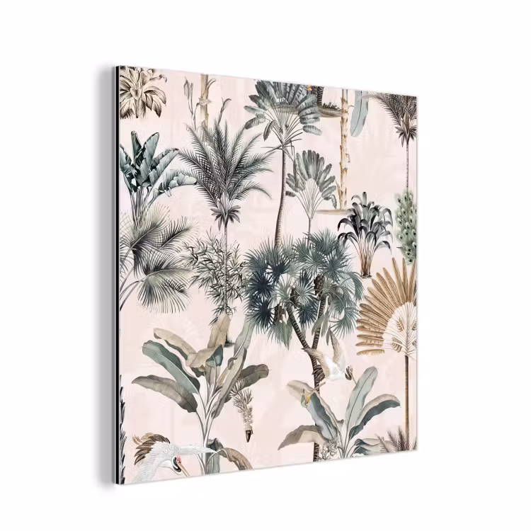 Bladeren - Monstera - Jungle - Tropical aluminium wit klein -3d