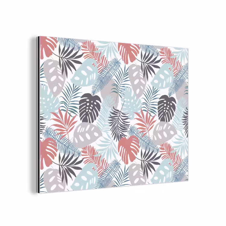 Inductie beschermer - Bladeren - Pastel - Jungle - Afdekplaat voor kookplaat aluminium wit klein -3d
