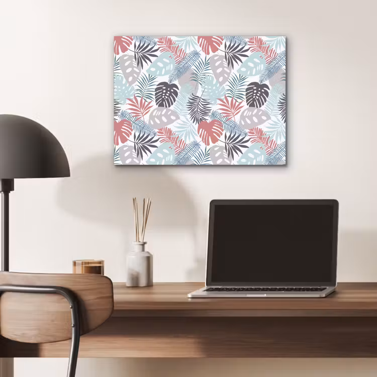 Inductie beschermer - Bladeren - Pastel - Jungle - Afdekplaat voor kookplaat aluminium wit klein -sfeer5