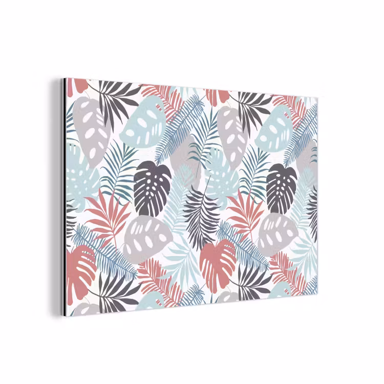 Bladeren - Tropical - Pastel - Jungle aluminium wit klein -3d