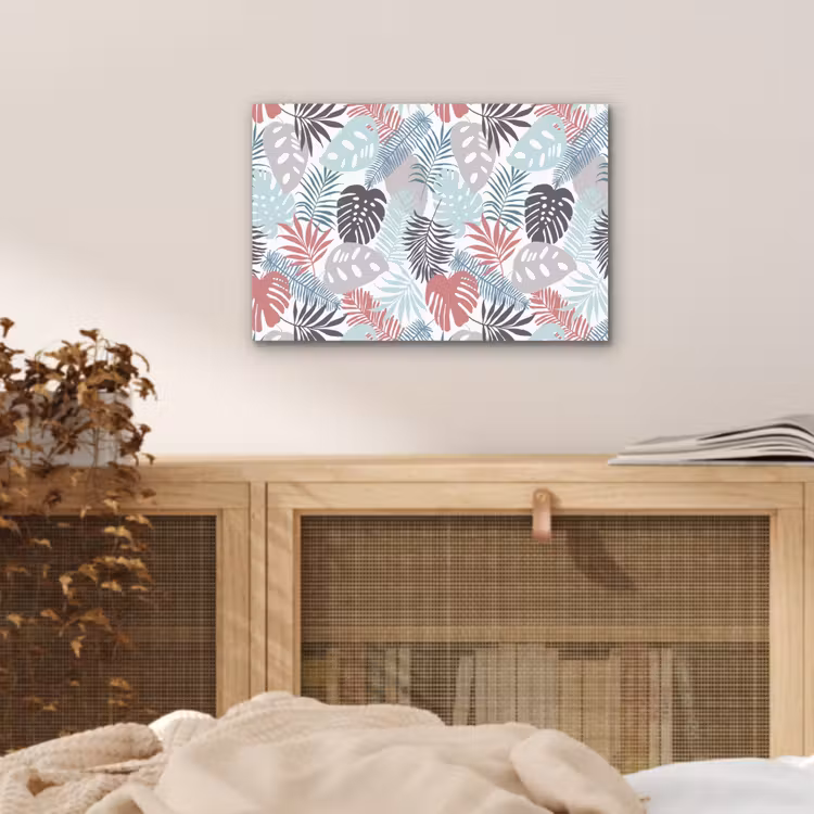 Bladeren - Tropical - Pastel - Jungle aluminium wit klein -sfeer3