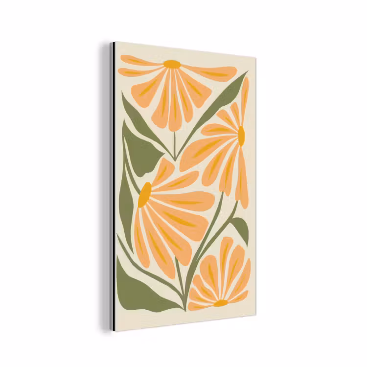 Blaadjes - Zachtoranje - Bloemen aluminium wit klein -3d