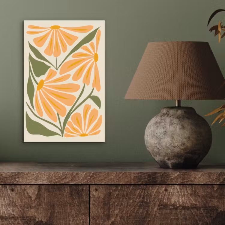 Blaadjes - Zachtoranje - Bloemen aluminium wit klein -sfeer2