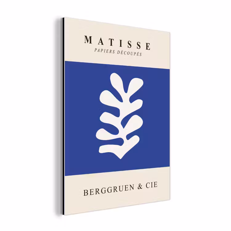 Blauw - Vormen - Abstract - Henri Matisse aluminium wit klein -3d