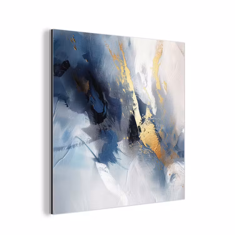 Blauw - Modern - Marmer - Abstract - Goud aluminium wit klein -3d