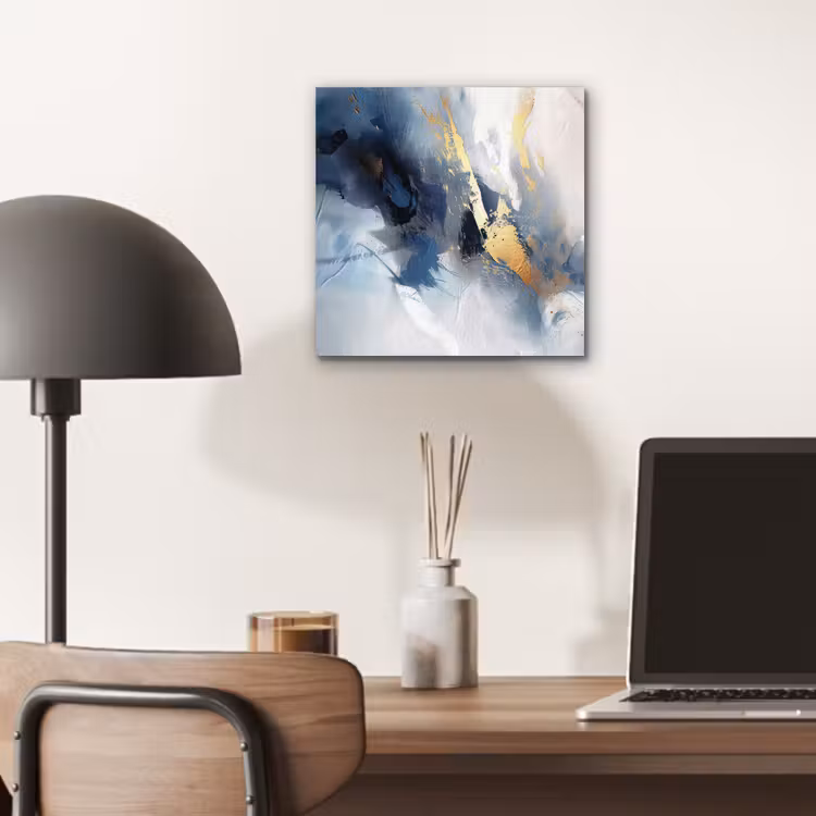 Blauw - Modern - Marmer - Abstract - Goud aluminium wit klein -sfeer5