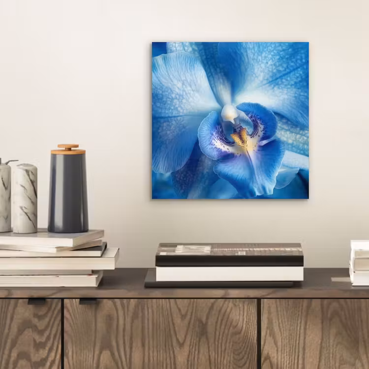Blauw - Orchidee - Elegeant aluminium wit klein -sfeer1