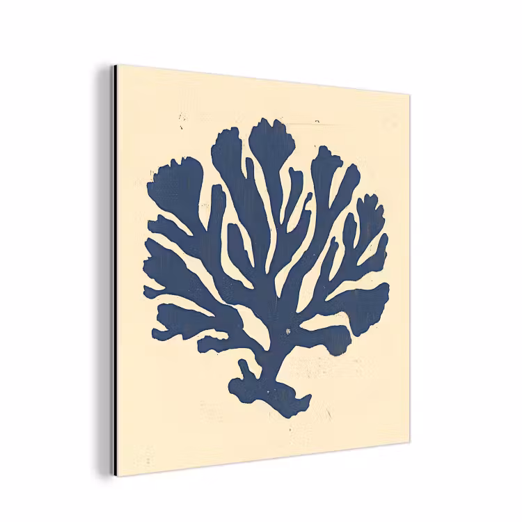 Blauw koraal - Vertakkingen - Beige aluminium wit klein -3d