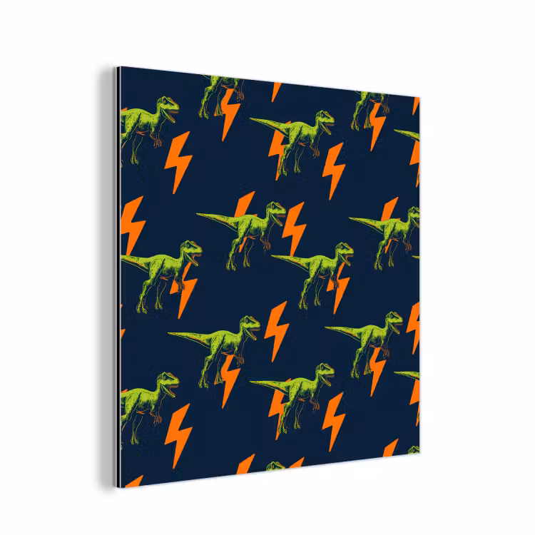 Bliksemschichten - Oranje - Dinosaurussen aluminium wit klein -3d