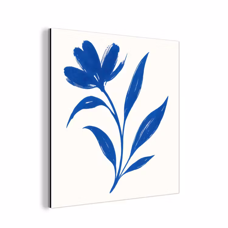 Bloem - Blaadjes - Minimalistisch - Blauw aluminium wit klein -3d