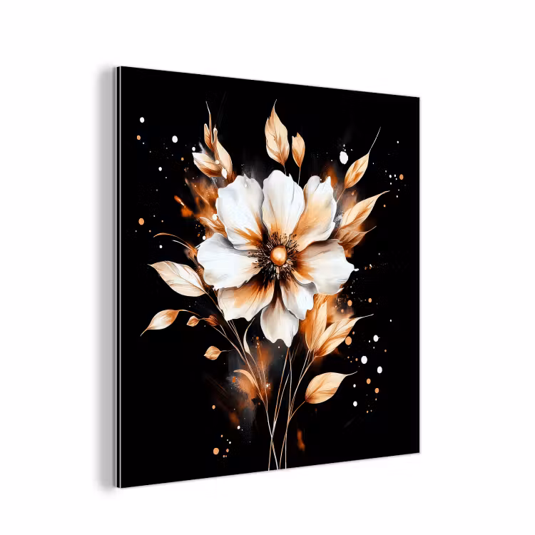 Bloem - Verf - Goud - Graffiti - Modern aluminium wit klein -3d