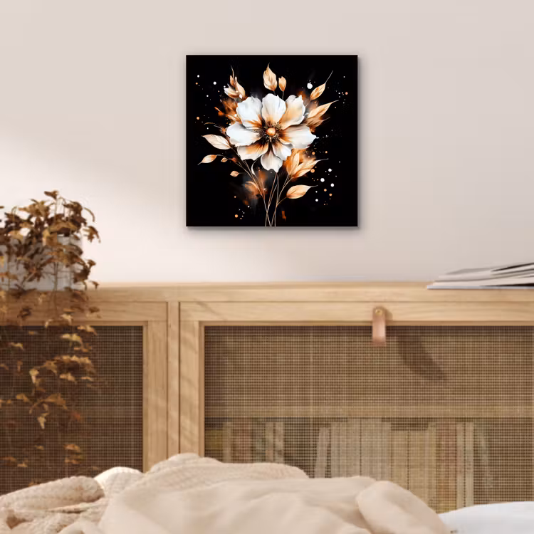 Bloem - Verf - Goud - Graffiti - Modern aluminium wit klein -sfeer3