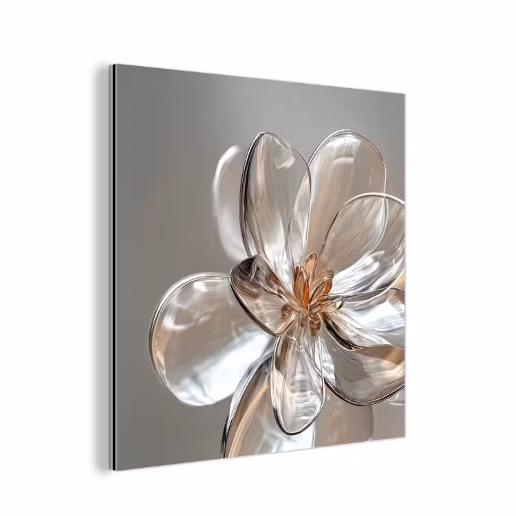 Bloem - Glazen - Doorzichtig aluminium wit klein -3d