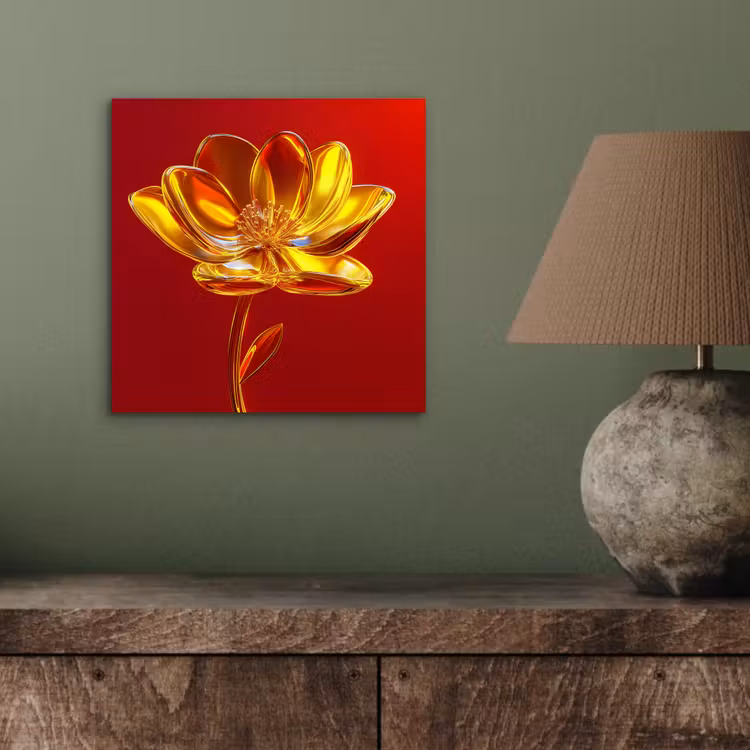 Bloem - Goud - Glazen aluminium wit klein -sfeer2