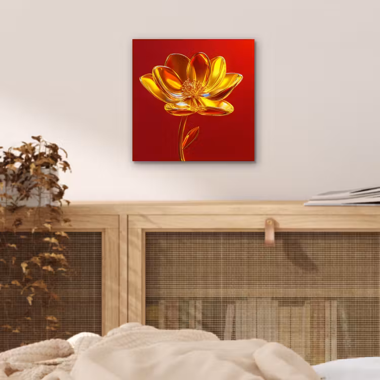 Bloem - Goud - Glazen aluminium wit klein -sfeer3