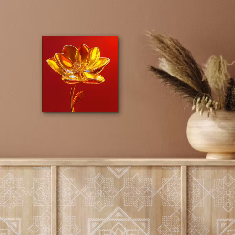 Bloem - Goud - Glazen aluminium wit klein -sfeer4