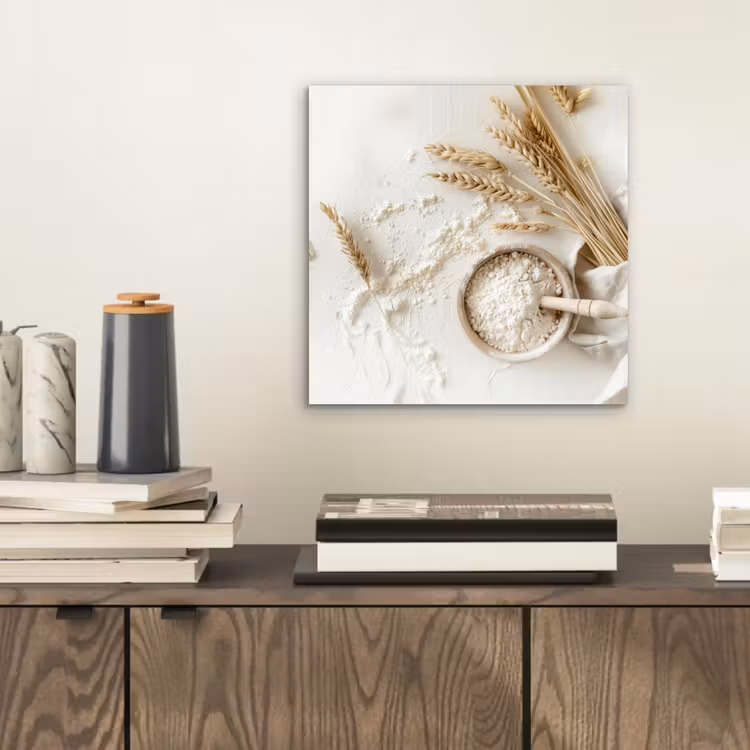 Bloem - Hout - Tarwe aluminium wit klein -sfeer1