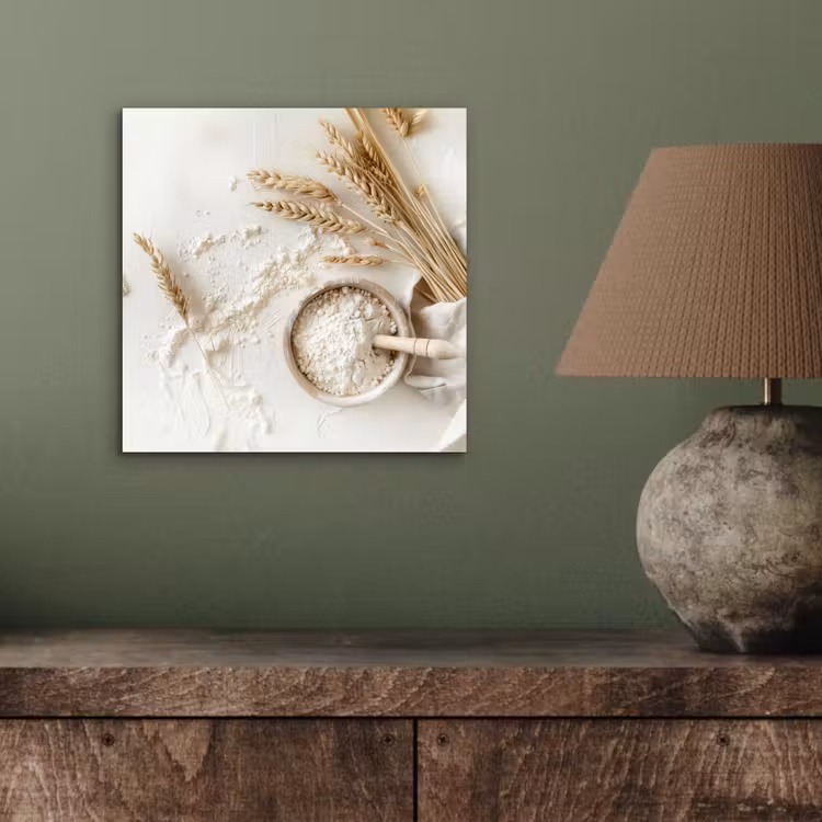 Bloem - Hout - Tarwe aluminium wit klein -sfeer2