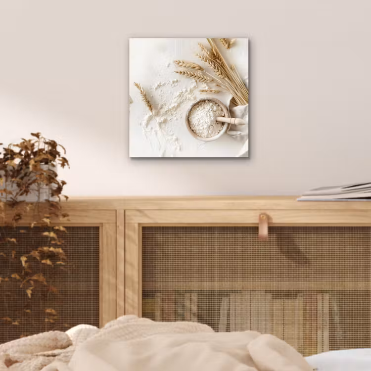 Bloem - Hout - Tarwe aluminium wit klein -sfeer3