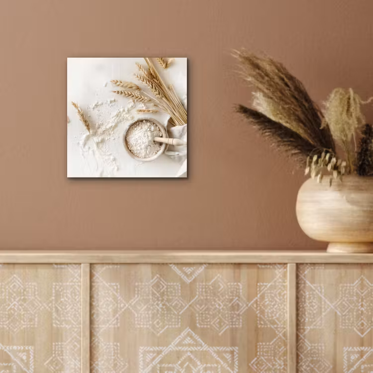 Bloem - Hout - Tarwe aluminium wit klein -sfeer4
