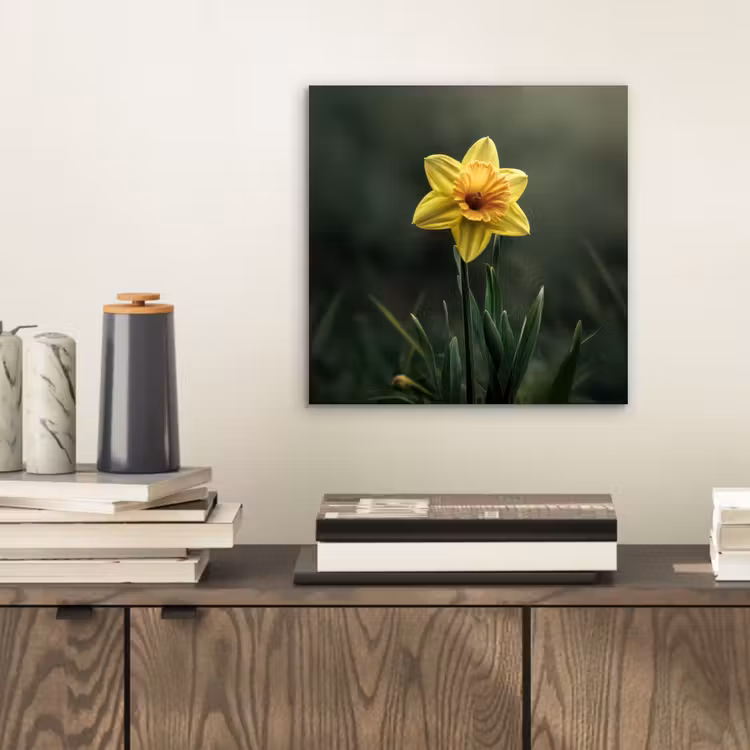 Bloem - Narcis - Gras - Geel aluminium wit klein -sfeer1