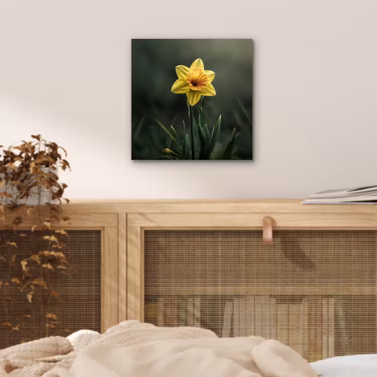Bloem - Narcis - Gras - Geel aluminium wit klein -sfeer3