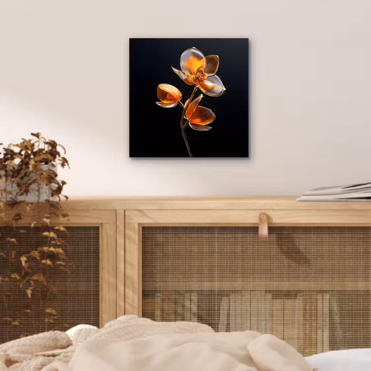 Bloem - Orchidee - Oranje aluminium wit klein -sfeer3