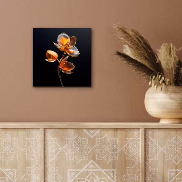 Bloem - Orchidee - Oranje aluminium wit klein -sfeer4