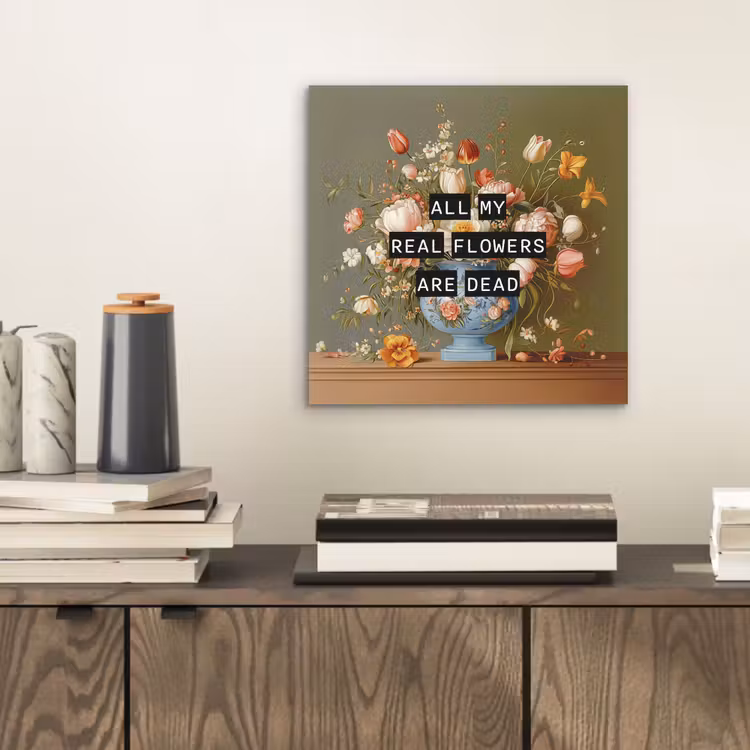 Bloem - Quote - Vintage - Art aluminium wit klein -sfeer1