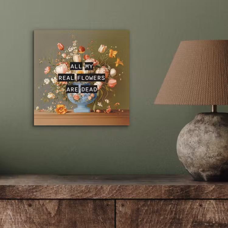 Bloem - Quote - Vintage - Art aluminium wit klein -sfeer2