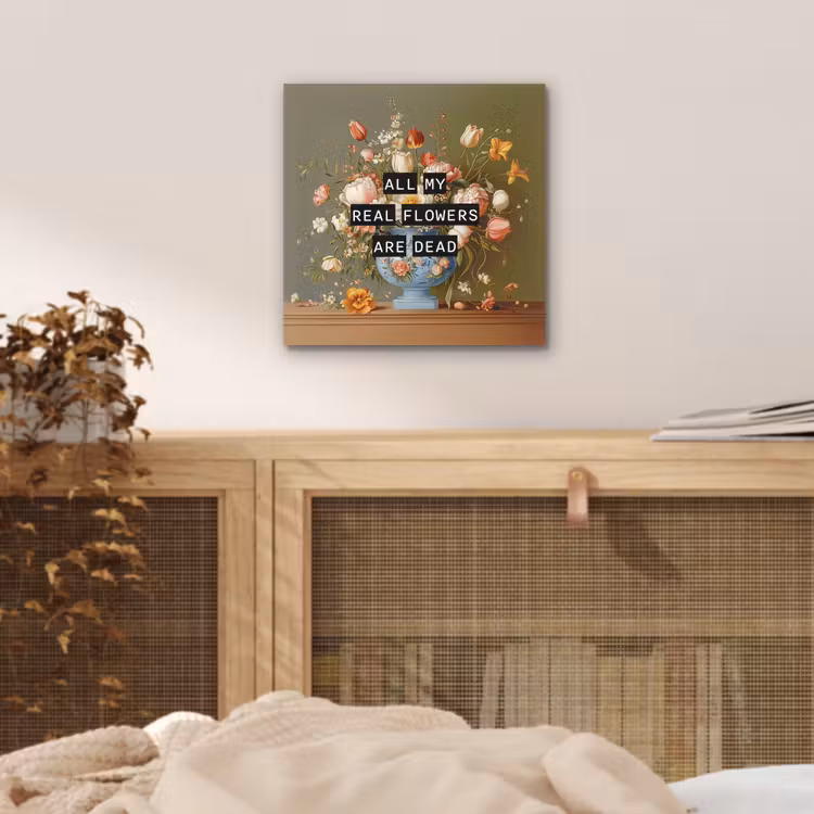 Bloem - Quote - Vintage - Art aluminium wit klein -sfeer3