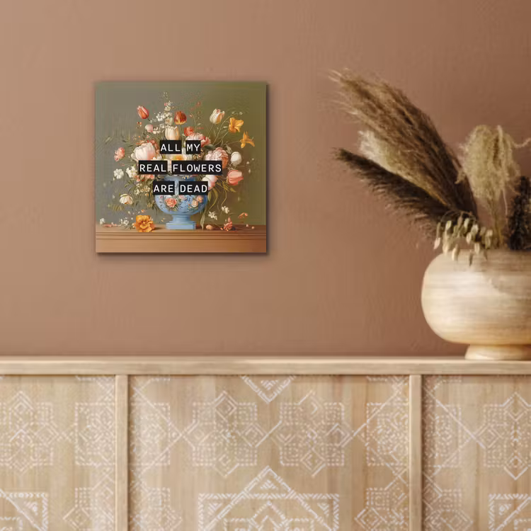 Bloem - Quote - Vintage - Art aluminium wit klein -sfeer4