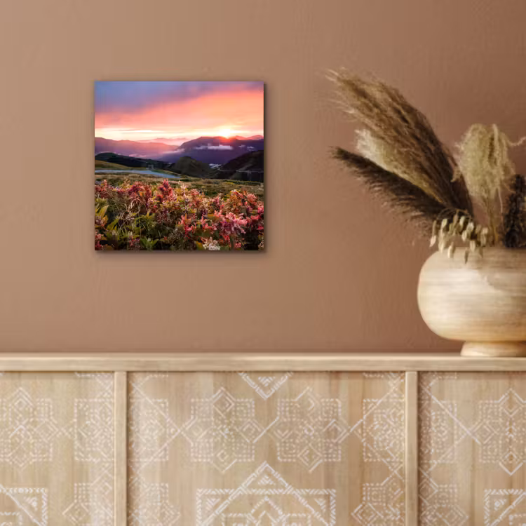 Bloemen - Bergen - Landschap - Nacht - Lucht - Roze aluminium wit klein -sfeer4