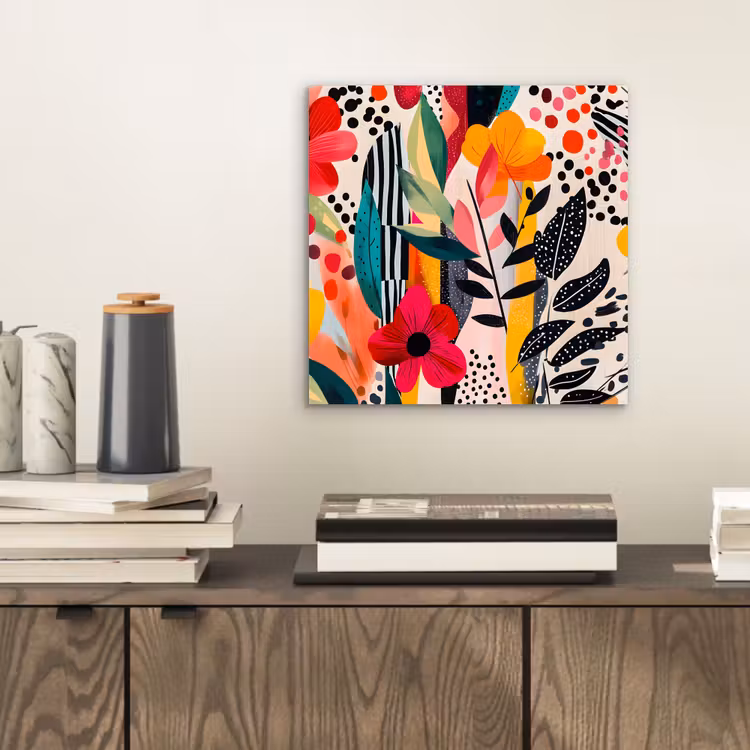 Bloemen - Bladeren - Abstract - Kleurrijk aluminium wit klein -sfeer1
