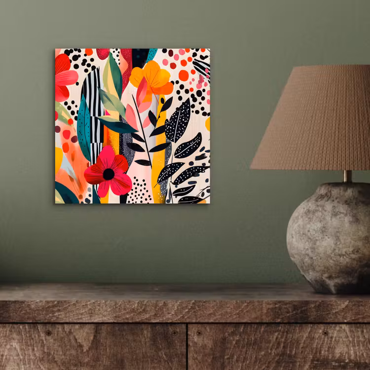 Bloemen - Bladeren - Abstract - Kleurrijk aluminium wit klein -sfeer2