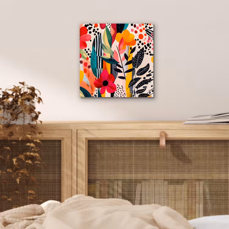 Bloemen - Bladeren - Abstract - Kleurrijk aluminium wit klein -sfeer3