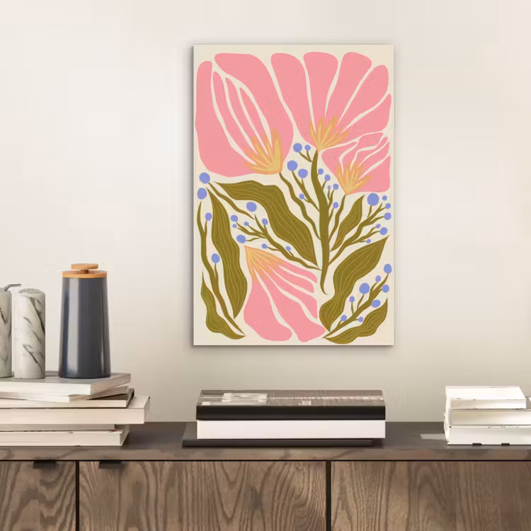 Bloemen - Bladeren - Abstract - Roze aluminium wit klein -sfeer1