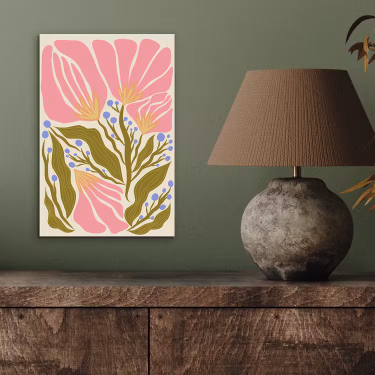 Bloemen - Bladeren - Abstract - Roze aluminium wit klein -sfeer2