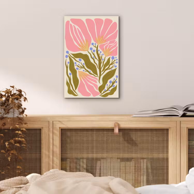 Bloemen - Bladeren - Abstract - Roze aluminium wit klein -sfeer3
