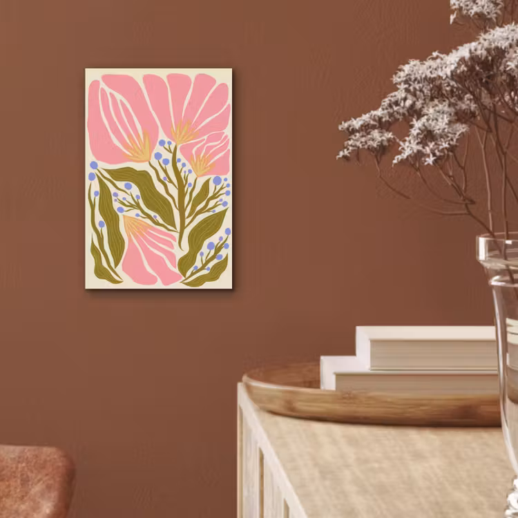 Bloemen - Bladeren - Abstract - Roze aluminium wit klein -sfeer4