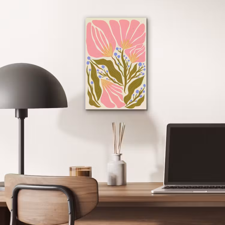 Bloemen - Bladeren - Abstract - Roze aluminium wit klein -sfeer5