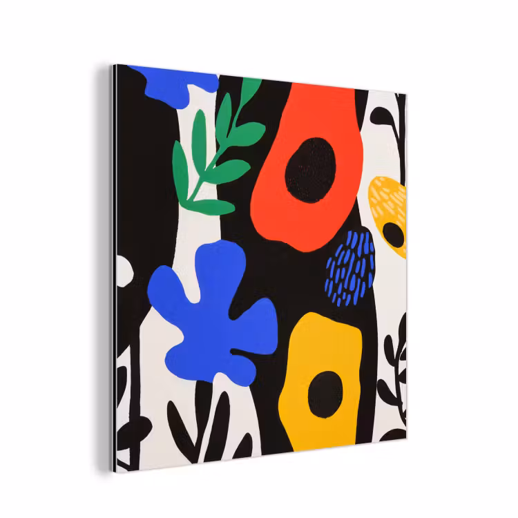 Bloemen - Bladeren - Abstract - Zwart aluminium wit klein -3d